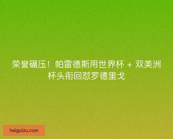 荣誉碾压！帕雷德斯用世界杯 + 双美洲杯头衔回怼罗德里戈
