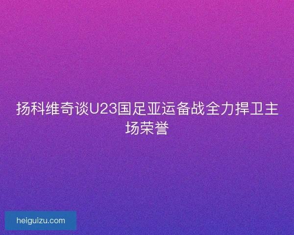扬科维奇谈U23国足亚运备战全力捍卫主场荣誉 扬科维奇谈U23国足亚运备战全力捍卫主场荣誉