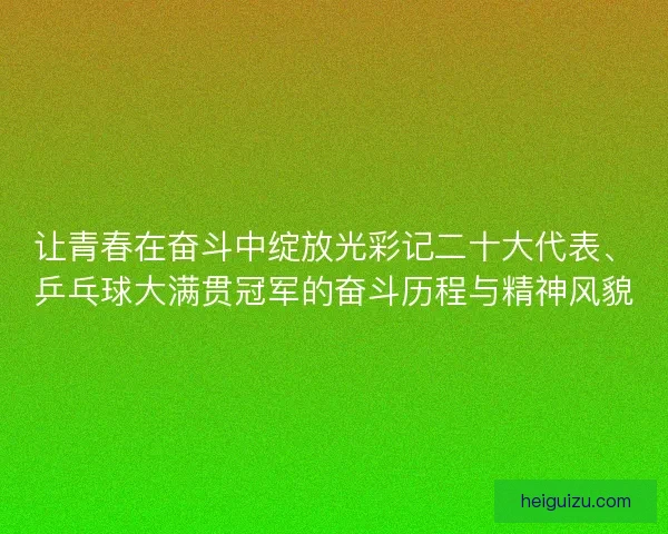 让青春在奋斗中绽放光彩记二十大代表、乒乓球大满贯冠军的奋斗历程与精神风貌 让青春在奋斗中绽放光彩记二十大代表、乒乓球大满贯冠军的奋斗历程与精神风貌